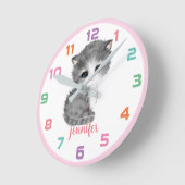 ピンクの猫カラフル猫キッズウォールクロック ラウンド壁時計 (傾斜)