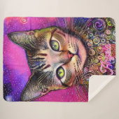 ピンクの猫パーソナライズされた名 シェルパブランケット (正面(横))