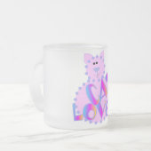 ピンクの猫好きのTシャツおよびギフト フロストグラスマグカップ (正面左)