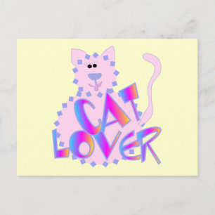 ピンクの猫好きのTシャツおよびギフト ポストカード