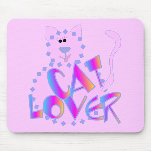ピンクの猫好きのTシャツおよびギフト マウスパッド (正面)