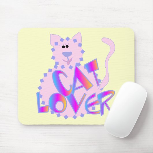 ピンクの猫好きのTシャツおよびギフト マウスパッド (マウス)