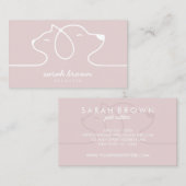 ピンクの猫犬 ラインロゴ ペットシッター 名刺 (正面/裏面)