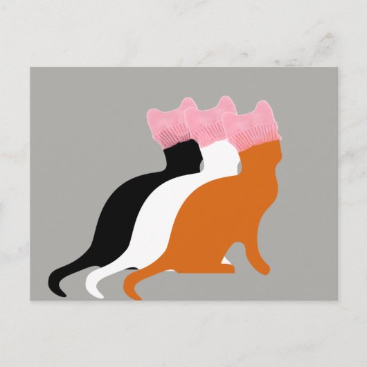ピンクの猫猫の女性の権利のトートの郵便はがき ポストカード (正面)