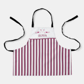 ピンクの猫顔、愛のハートパーソナライズされた、 エプロン (正面)