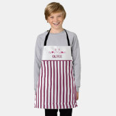 ピンクの猫顔、愛のハートパーソナライズされた、 エプロン (着用した状態)