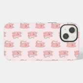 ピンクの猫。パターン iPhoneケース (裏面横)