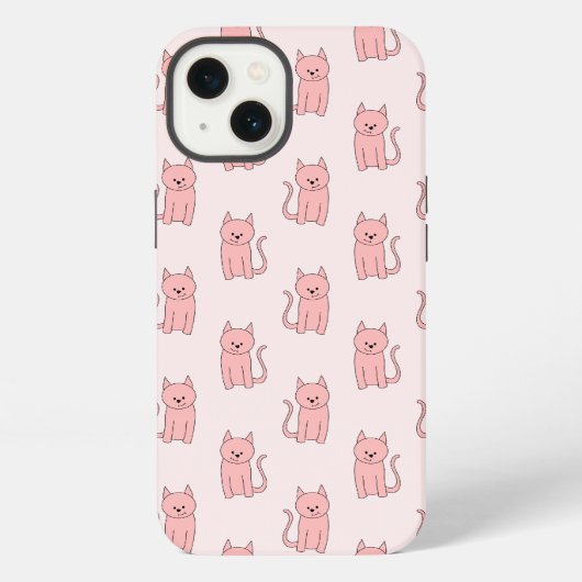 ピンクの猫。パターン iPhoneケース (裏面)