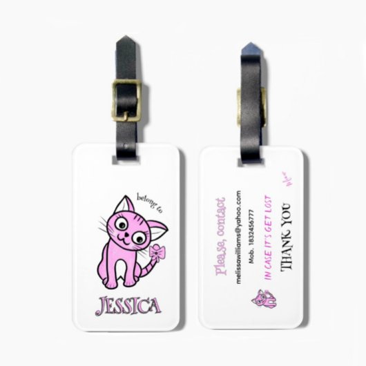 ピンクの猫 ラゲッジタグ