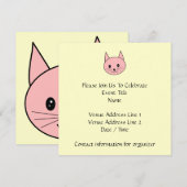 ピンクの猫 招待状 (正面/裏面)