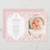ピンクの献身的な宗教的な写真招待状 招待状 (正面/裏面)