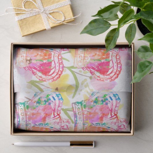 ピンクの王冠の花の水の色パステルの分離 薄葉紙 (ギフト)