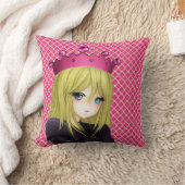 ピンクの王冠を持つアニメガール クッション (ブランケット)