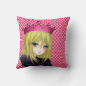 ピンクの王冠を持つアニメガール クッション (裏面)