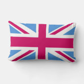 ピンクの王冠を持つユニオンジャック国旗 ランバークッション (裏面)