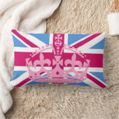 ピンクの王冠を持つユニオンジャック国旗 ランバークッション (ブランケット)