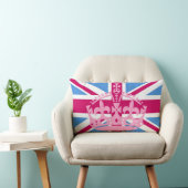 ピンクの王冠を持つユニオンジャック国旗 ランバークッション (椅子)