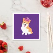 ピンクの王冠を着たかわいい小さなコルギプリンセス スタンダードカクテルナプキン (インサイチュ)