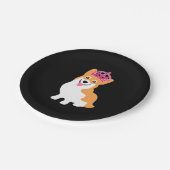 ピンクの王冠を身に着けているかわいく小さいコーギーのプリンセス ペーパープレート (アングル)