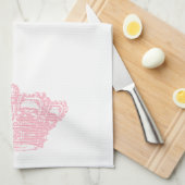 ピンクの王冠 キッチンタオル (四つ折り)