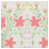 ピンクの珊瑚と桃の花 ファブリック (クローズアップ)