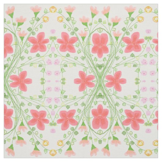 ピンクの珊瑚と桃の花 ファブリック (見本)