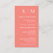 ピンクの珊瑚と白モダンい – 日付を保存 –  名刺 (正面)