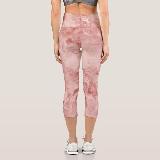 ピンクの珊瑚と白大理石 カプリレギンス (裏面)