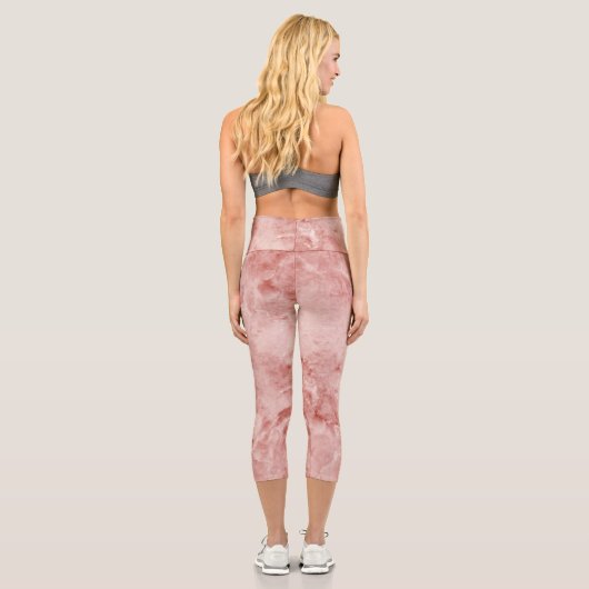 ピンクの珊瑚と白大理石 カプリレギンス (裏面)