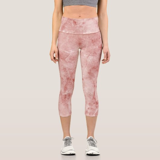 ピンクの珊瑚と白大理石 カプリレギンス (正面)