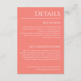 ピンクの珊瑚と白結婚の詳細- エンクロージャーカード