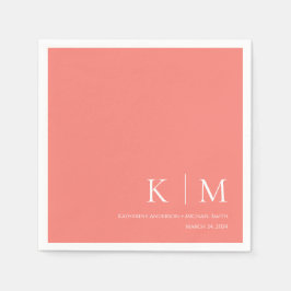 ピンクの珊瑚と結婚白の – スタンダードカクテルナプキン