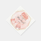 ピンクの珊瑚と金ゴールドの赤ちゃんシャワーの少女 スタンダードカクテルナプキン (角)
