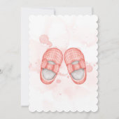 ピンクの珊瑚と金ゴールドの赤ちゃんシャワーの少女 招待状 (裏面)