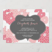 ピンクの珊瑚のダリアのブライダルシャワーの招待状 招待状 (正面/裏面)