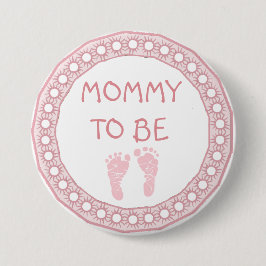 ピンクの珊瑚のベビーシャワーボタンがあるお母さん 缶バッジ