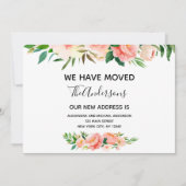 ピンクの珊瑚 花柄 転居のお知らせ 招待状 (正面)