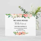 ピンクの珊瑚 花柄 転居のお知らせ 招待状 (スタンド正面)