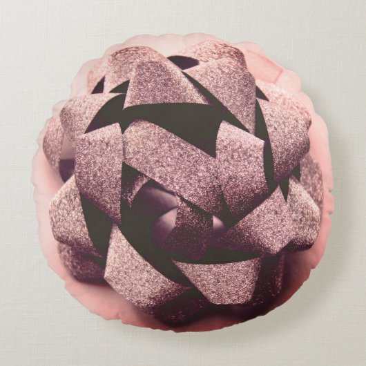 ピンクの現在のパーティー ラウンドクッション (正面)