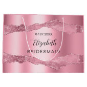 ピンクの瑪瑙の名エレガント称bridesmaid ラージペーパーバッグ (裏面)