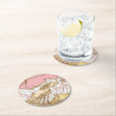 ピンクの瑪瑙の大理石バラ金ゴールドグリッター ラウンドペーパーコースター (インサイチュ)
