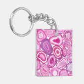 ピンクの瑪瑙の水色 キーホルダー (正面左)