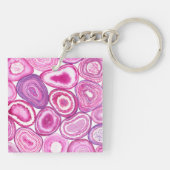 ピンクの瑪瑙の水色 キーホルダー (裏面)