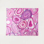 ピンクの瑪瑙の水色 タペストリー (正面(横))