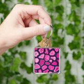 ピンクの瑪瑙スライス キーホルダー (手)