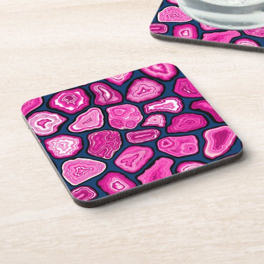 ピンクの瑪瑙スライス コースター (左側)