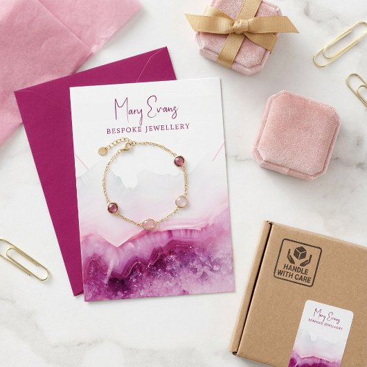 ピンクの瑪瑙ネックレス表示カード