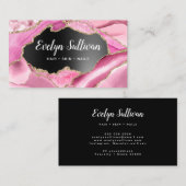 ピンクの瑪瑙ブラックフォイルの名刺 名刺 (正面/裏面)