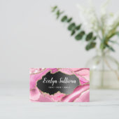 ピンクの瑪瑙ブラックフォイルの名刺 名刺 (スタンド正面)