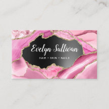 ピンクの瑪瑙ブラックフォイルの名刺